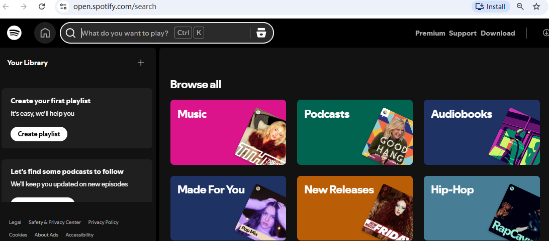 fix Spotify search not working - use Spotify Web Player