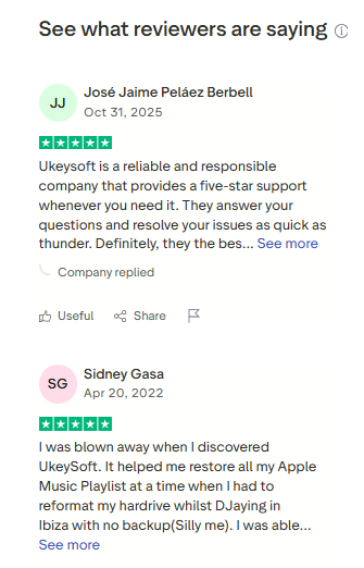 UkeySoft review on trustpilot