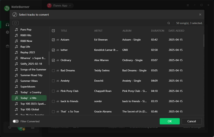 add songs to NoteBurner Apple Music Converter