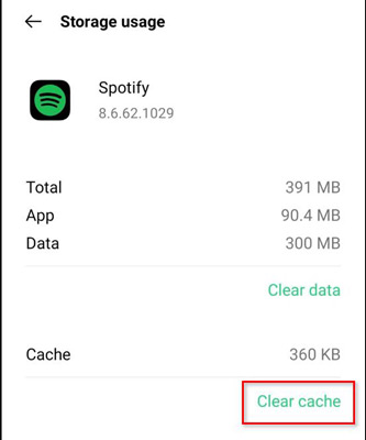 fix Spotify search not working - clear Spotify cache on Android