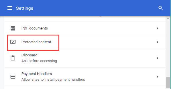 Google Chrome protected content