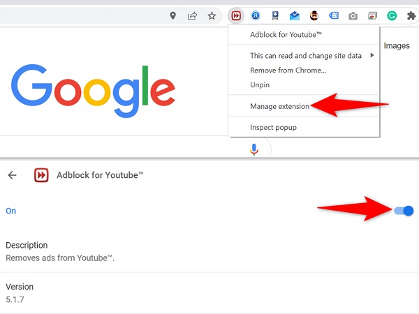 disable ad blocker extension