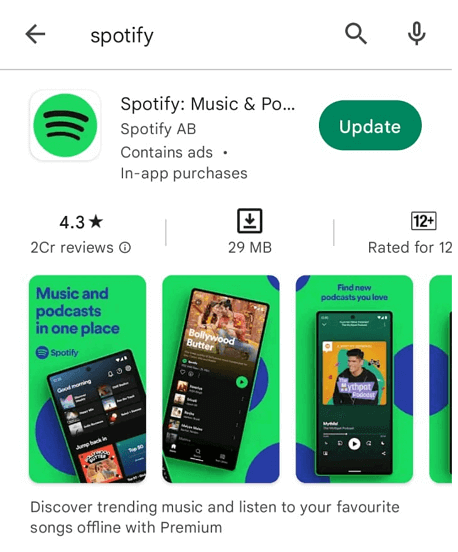update spotify play store