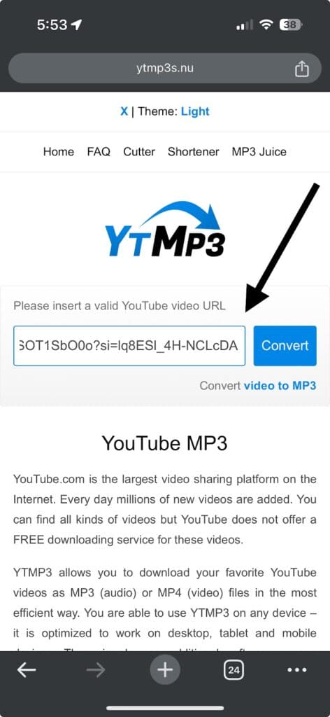 open YTMP3 on mobile