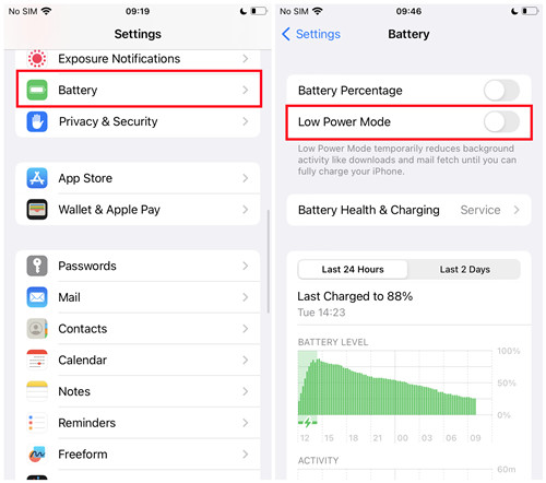 adjust battery settings on iPhone