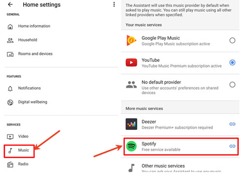 link spotify in google assistant app
