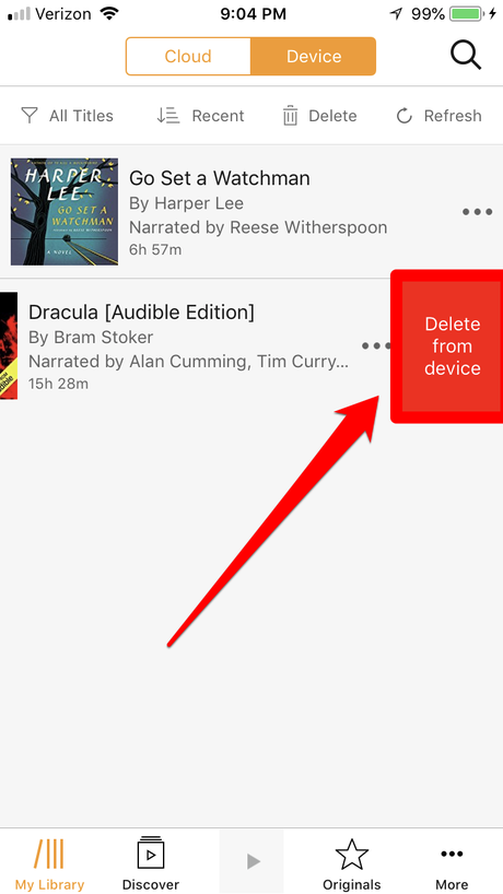 remove downloaded Audible audiobooks