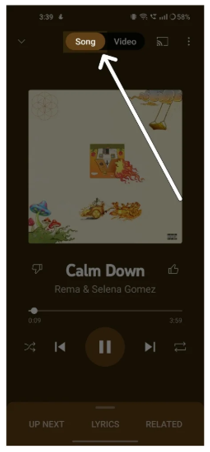 switch to audio-only playback youtube music