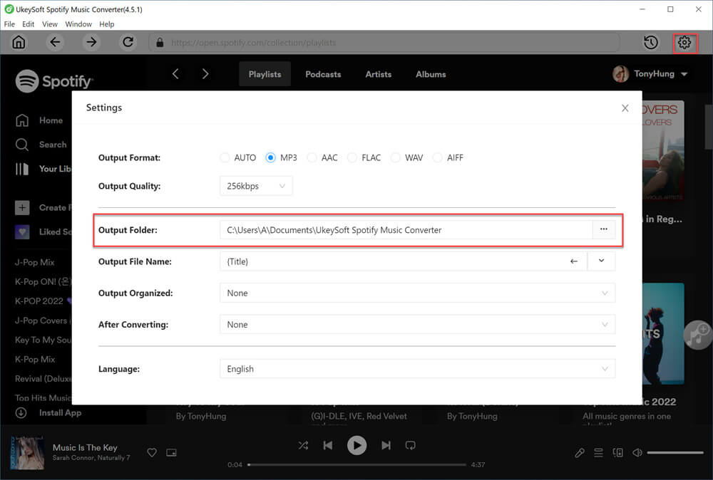 set mp3 as output format