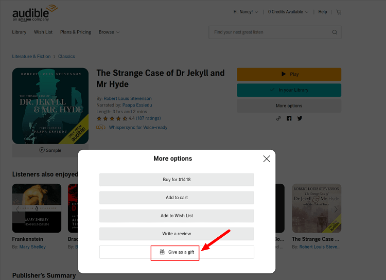 Audible give as a gift