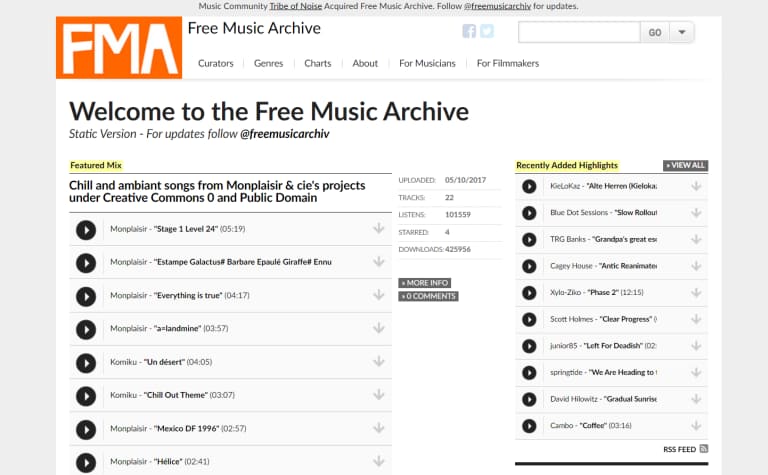 best free MP3 download site - Free Music Archive