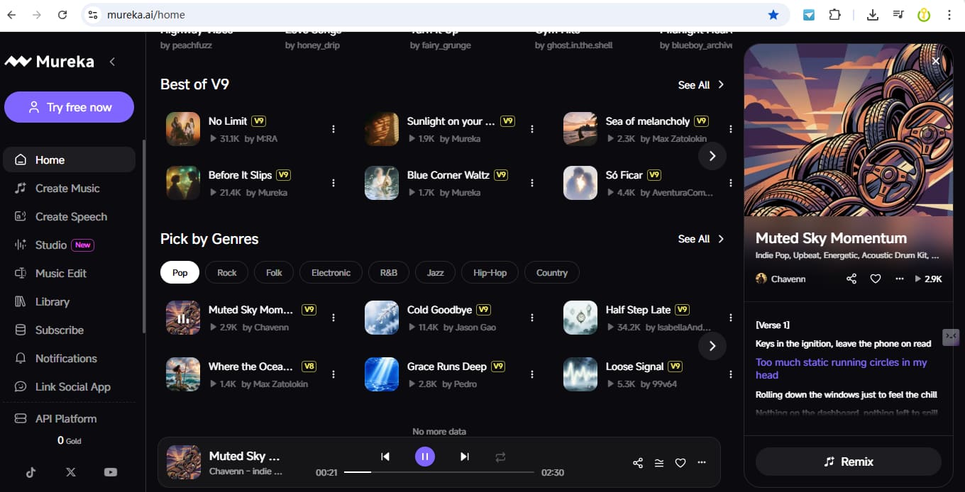 play music on Mureka AI
