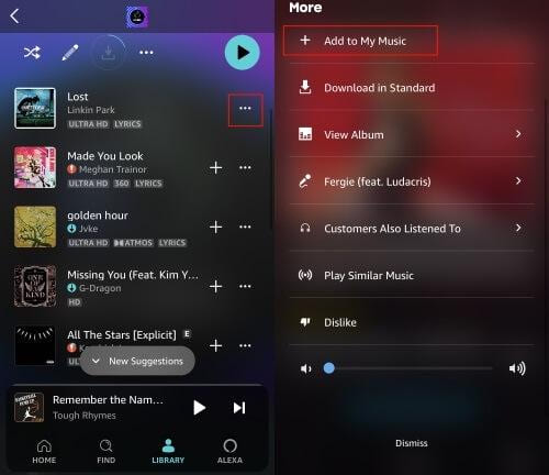 add Amazon Music songs