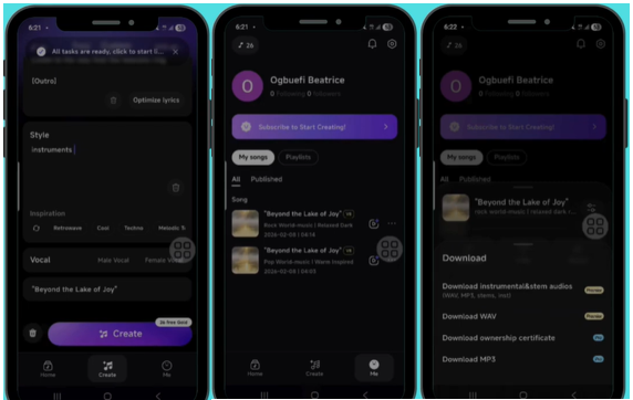 download song on Mureka AI app