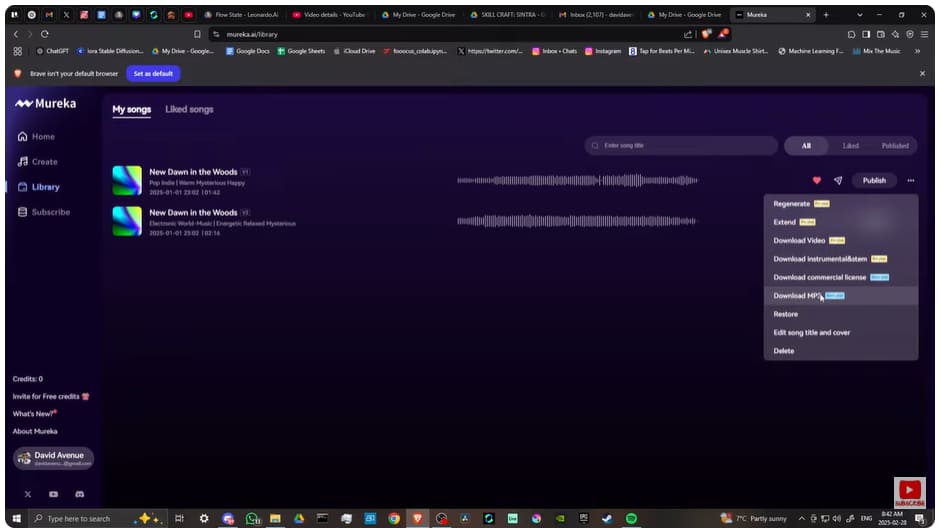 download song on Mureka AI web