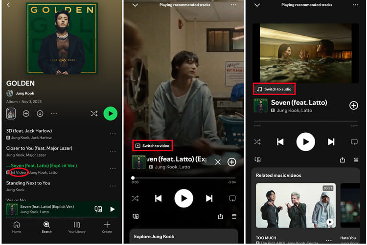 watch Spotify music video on phone