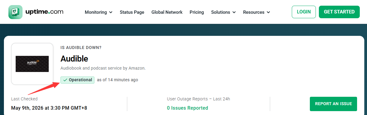 check Audible on Uptime.com