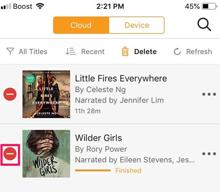 remove audiobooks in Audible