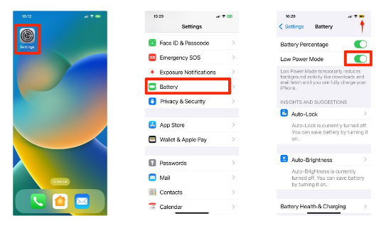 disable Low Power Mode on iPhone