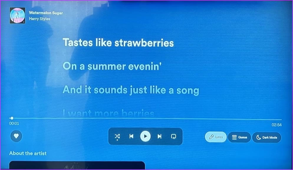 display Spotify lyrics on TV
