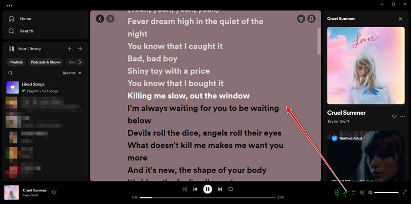 enable Lyrics on Spotify Mac