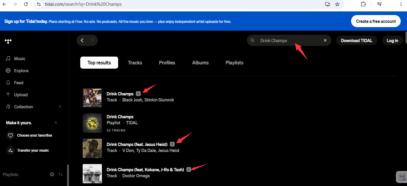 search podcasts on Tidal
