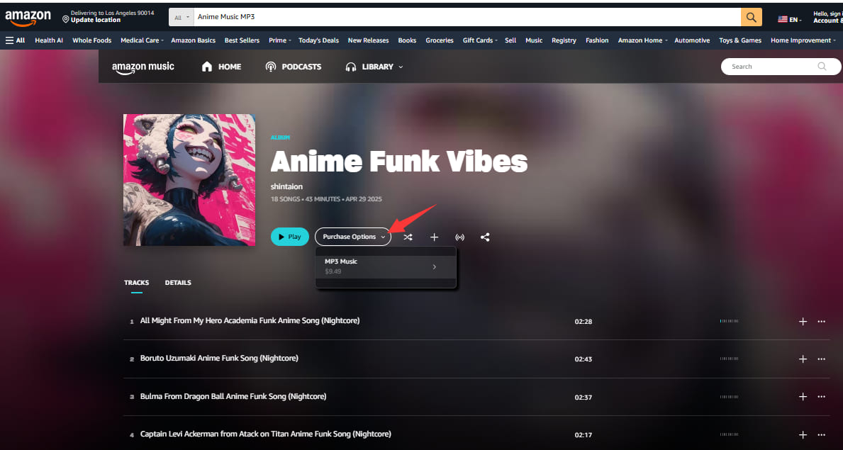 purchase anime mp3 music