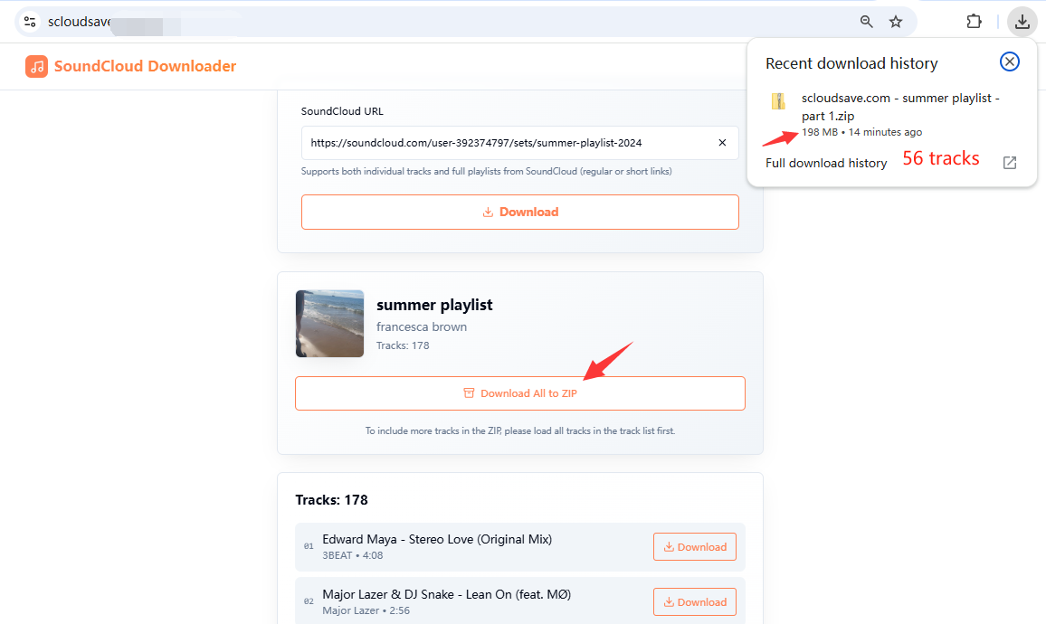 ScloudSave SoundCloud Playlist downloader