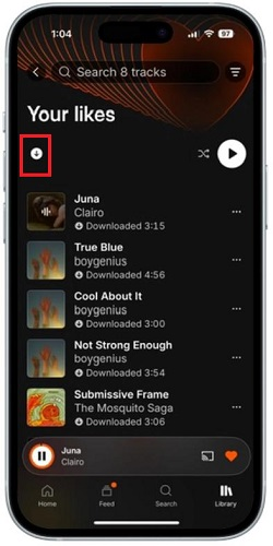 download SoundCloud music on iPhone in app