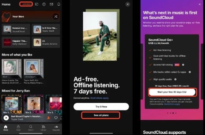 get SoundCloud free trial on phone