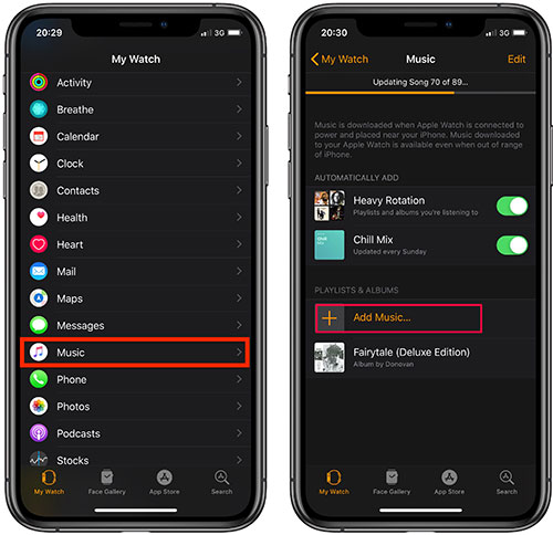 add SoundCloud music to apple watch on iphone