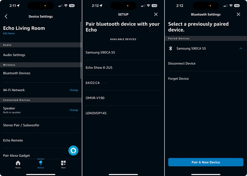 pair device with Alexa via bluetooth