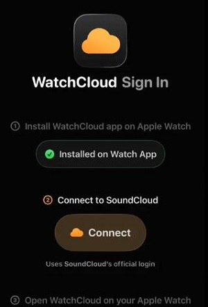 link SoundCloud account to WatchCloud on iPhone