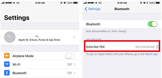 pair iphone to echo device